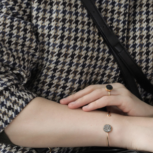 Золотой браслет с черным бриллиантом и кварцевой друзой ROCK & ROLL (5)