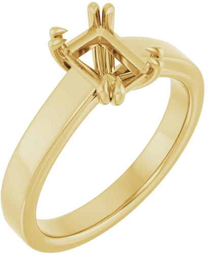 Sužadėtuvių Žiedas „Double Claw-Prong Solitaire“ 14k yellow gold Emerald 7mm x 5mm (1)