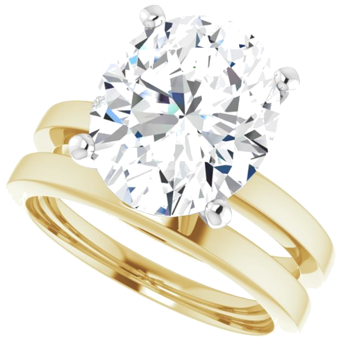 14K Yellow White 12x10 mm Oval Solitaire Engagement Ring Mounting (10)