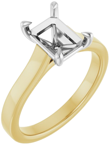 Sužadėtuvių Žiedas „Claw-Prong“ 14k yellow/white gold Emerald 8mm x 6mm (1)