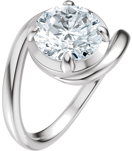Sužadėtuvių Žiedas „Claw-Prong Solitaire Bypass“ 14k white gold Round 8.2mm (1)