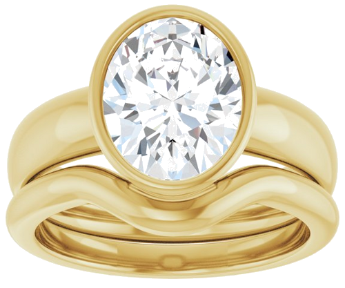 Sužadėtuvių Žiedas „Bezel-Set Solitaire“ 585 Geltonojo Aukso Oval 10mm x 8mm (8)