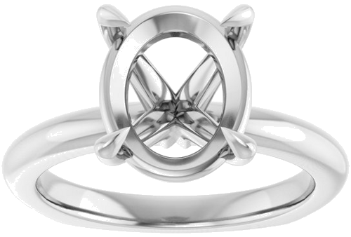 Sužadėtuvių Žiedas „Claw-Prong Euro Shank“ 14k white gold Oval 11mm x 9mm (3)