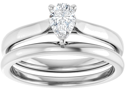 Sužadėtuvių Žiedas „Solitaire“ 585 Baltojo Aukso Pear Shape 6mm x 4mm (8)