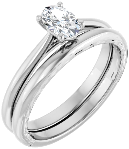 Platinum 6x4 mm Oval Solitaire Engagement Ring Mounting (6)