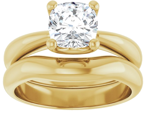 Sužadėtuvių Žiedas „Solitaire Crown-Inspired“ 14k yellow gold Cushion 6.5mm (8)