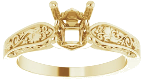 Sužadėtuvių Žiedas „Solitaire Floral“ 14k yellow gold Asscher 5.5mm (3)
