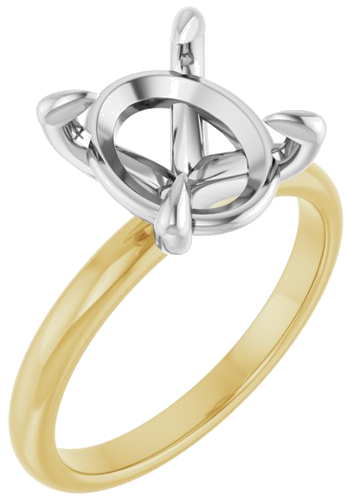 14K Yellow White 11 x 9 mm Oval Engagement Ring Mounting (1)