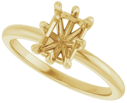 Sužadėtuvių Žiedas „Solitaire“ 585 Geltonojo Aukso Emerald 7mm x 5mm (5)