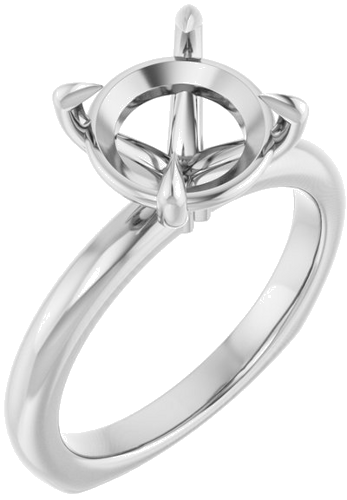 Sužadėtuvių Žiedas „Claw-Prong Euro Shank“ 14k white gold Round 9.4mm (1)