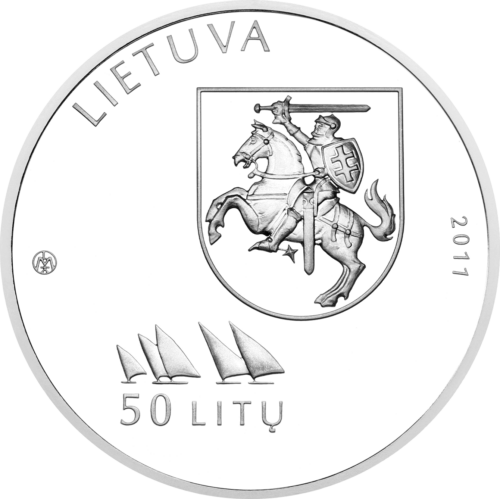 2011 Олимпиада в Лондоне Литва 50 литов серебряная монета (2)