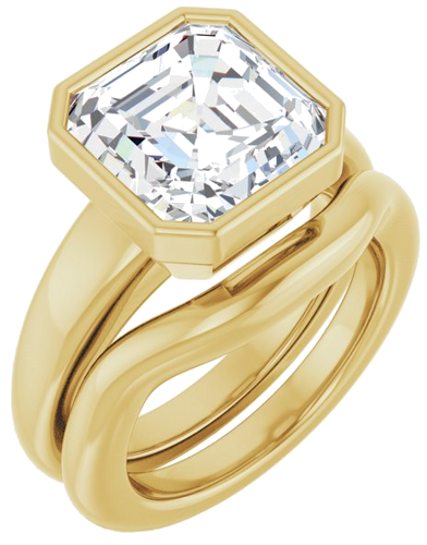 Sužadėtuvių Žiedas „Bezel-Set Solitaire“ 10k yellow gold Asscher 10mm (6)