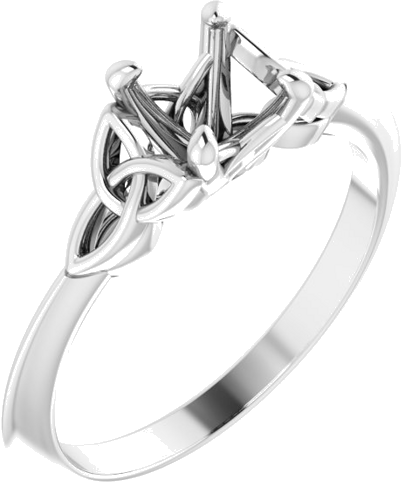 Sužadėtuvių Žiedas „Celtic-Inspired Solitaire“ 585 Baltojo Aukso Round 5.8mm (1)