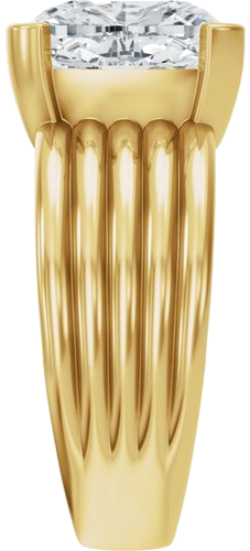 Sužadėtuvių Žiedas „Half Bezel Solitaire“ 14k yellow gold Elongated Cushion 9mm x 7mm (4)
