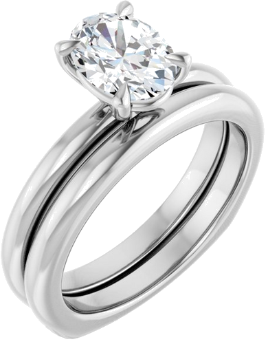 Sužadėtuvių Žiedas „Claw-Prong Euro Shank“ 14k white gold Oval 8mm x 6mm (6)