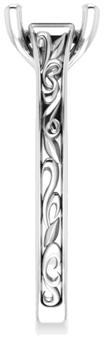 Sužadėtuvių Žiedas „Solitaire Scroll“ 14k white gold Square 5.5mm (4)