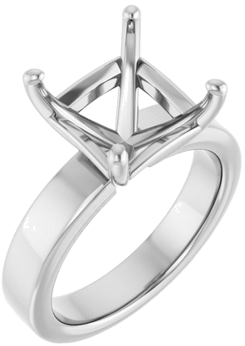 14K White 10 mm Asscher Solitaire Engagement Ring Mounting (1)