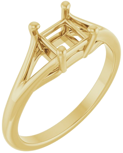 Sužadėtuvių Žiedas „Solitaire Split-Shank“ 14k yellow gold Square 5mm (1)