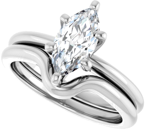 14K White  10x5 mm Marquise Solitaire Engagement Ring Mounting (10)
