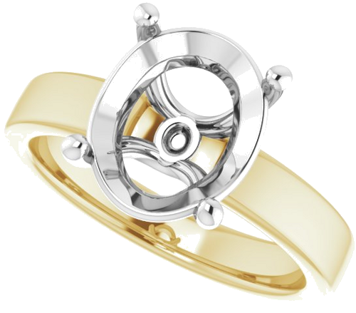 Sužadėtuvių Žiedas „Solitaire“ 14k yellow/white gold Oval 11mm x 9mm (5)