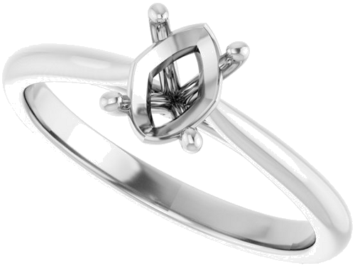 14K White 7x5 mm Oval Solitaire Engagement Ring Mounting (5)