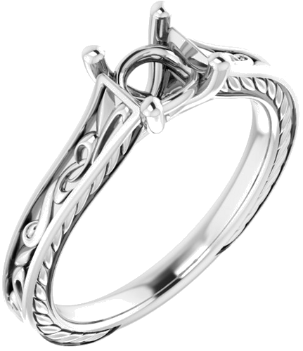 14K White 4.5x4.5 mm Square Engagement Ring Mounting (1)