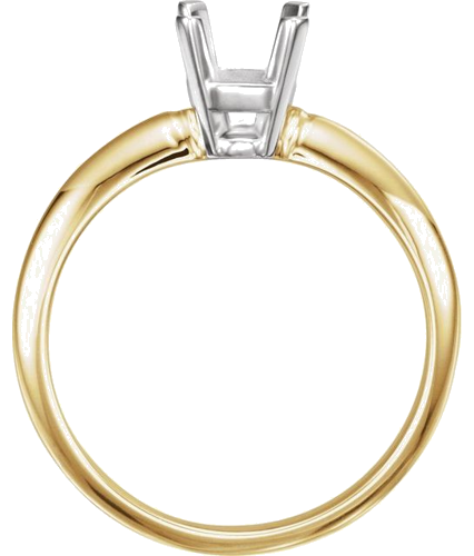 14K Yellow   White 10x8 mm Emerald Solitaire Engagement Ring Mounting (2)