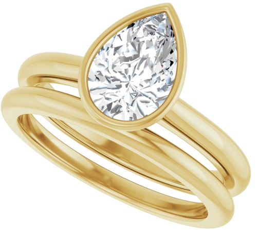 Sužadėtuvių Žiedas „Bezel-Set Solitaire“ 14k yellow gold Pear 9mm x 6mm (10)