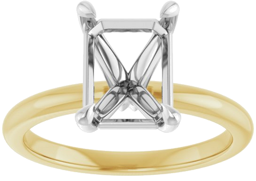 Sužadėtuvių Žiedas 585 Baltojo Ir Geltonojo Aukso Emerald 9mm x 7mm (3)