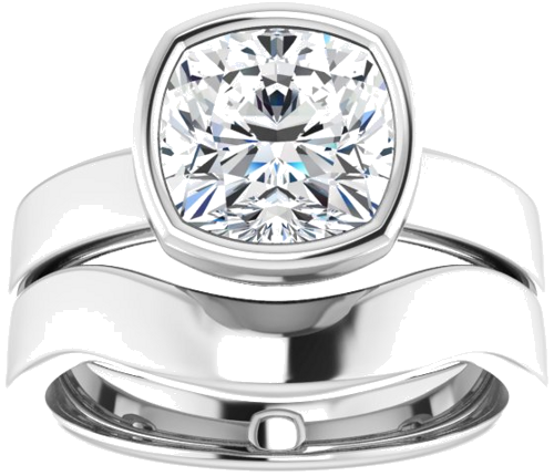 14K White 8 mm Cushion Solitaire Engagement Ring Mounting (8)