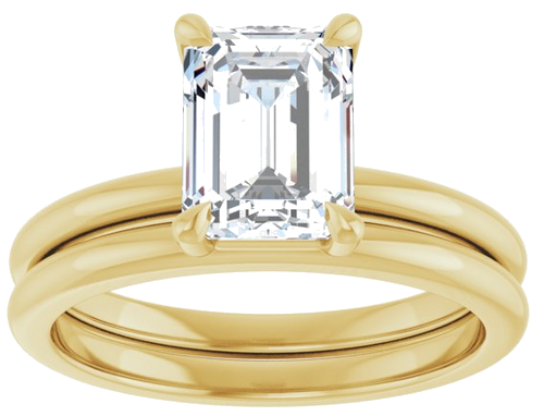 Sužadėtuvių Žiedas 585 Geltonojo Aukso Emerald 8mm x 6mm (8)