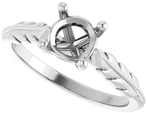 Sužadėtuvių Žiedas „Solitaire Leaf“ 14k white gold Round 6.5mm (5)