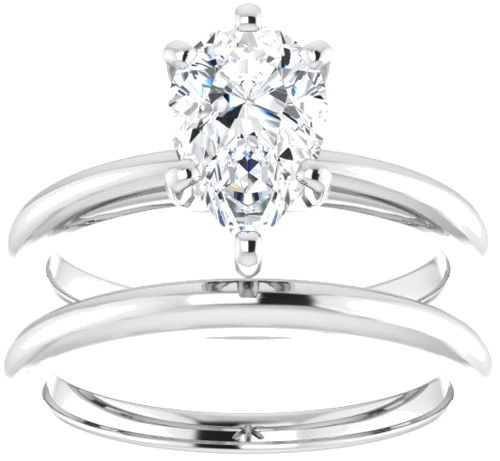 Platinum  9x6 mm Pear Solitaire Engagement Ring Mounting (8)