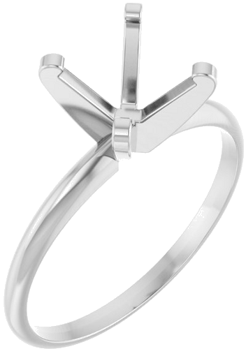 14K White 6 x 6 mm Square Ultra-Lightweight Solitaire Engagement Ring Mounting (1)