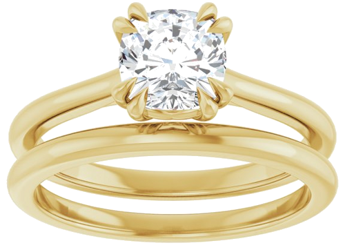 14K Yellow 6 mm Cushion Solitaire Engagement Ring Mounting (8)