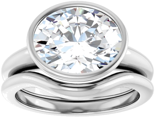 Sužadėtuvių Žiedas „Bezel-Set Solitaire“ 14k white gold Oval 11mm x 9mm (8)