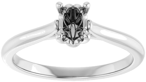 Sužadėtuvių Žiedas „Solitaire“ 585 Baltojo Aukso Oval 6mm x 4mm (3)