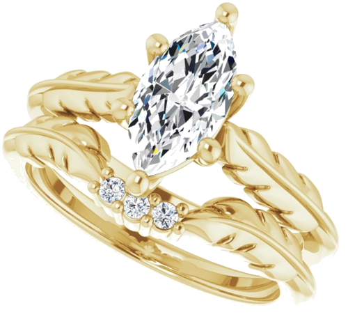Sužadėtuvių Žiedas „Solitaire Leaf“ 14k yellow gold Marquise 10mm x 5mm (10)