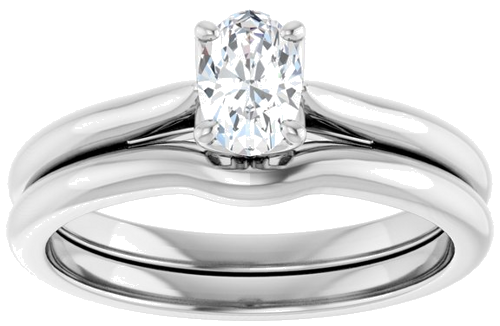 Sužadėtuvių Žiedas „Solitaire“ 14k white gold Oval 6mm x 4mm (8)