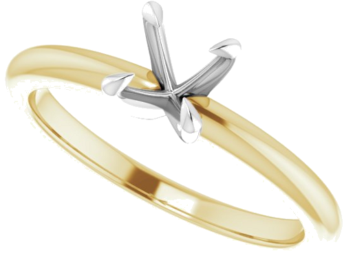 14K Yellow White 5.5 mm Round Solitaire Engagement Ring Mounting (5)