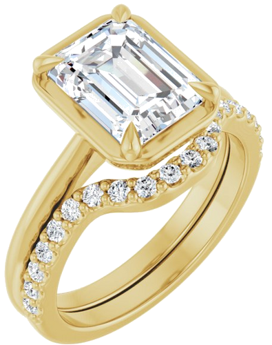 Sužadėtuvių Žiedas „Claw-Prong Solitaire Bezel-Style“ 14k yellow gold Emerald 9mm x 7mm (6)