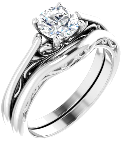 14K White 5.8 mm Round Engagement Ring Mounting (16)