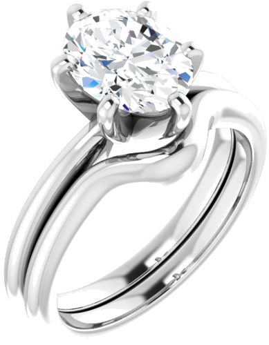 14K White  9x7 mm Oval Solitaire Engagement Ring Mounting (6)