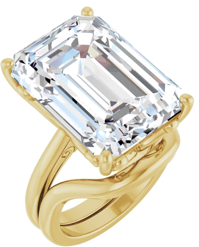 Sužadėtuvių Žiedas „Solitaire Vintage-Inspired Scroll“ 14k yellow gold Emerald 18mm x 13mm (6)