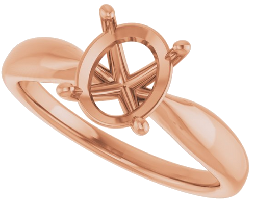 14K Rose  9x7 mm Oval Solitaire Engagement Ring Mounting (5)