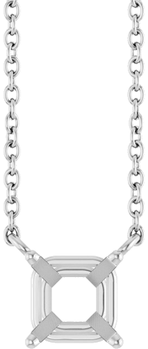 14K White 5 mm Square Solitaire 18   Necklace Mounting (1)