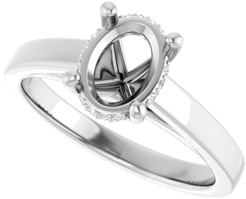 Sužadėtuvių Žiedas „Hidden Halo-Style“ 14k white gold Oval 8mm x 6mm (3)