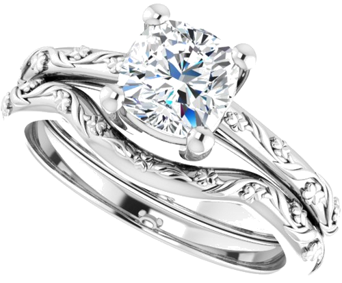 Sužadėtuvių Žiedas „Solitaire“ 585 Baltojo Aukso Cushion 6mm (10)