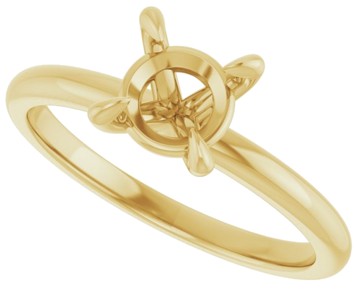 18K Yellow  6.5 mm Round Solitaire Engagement Ring Mounting (5)