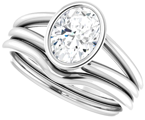 Sužadėtuvių Žiedas „Bezel-Set Solitaire“ 925 Sidabro Oval 8mm x 6mm (10)